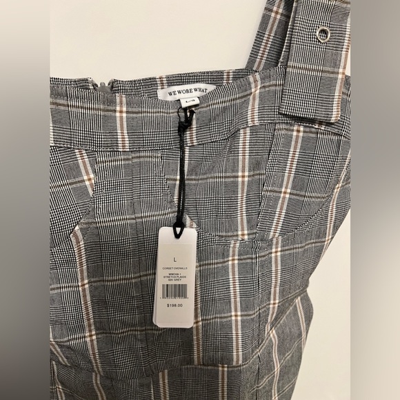 WeWoreWhat Corset Overalls in Grey Plaid - Picture 5 of 10
